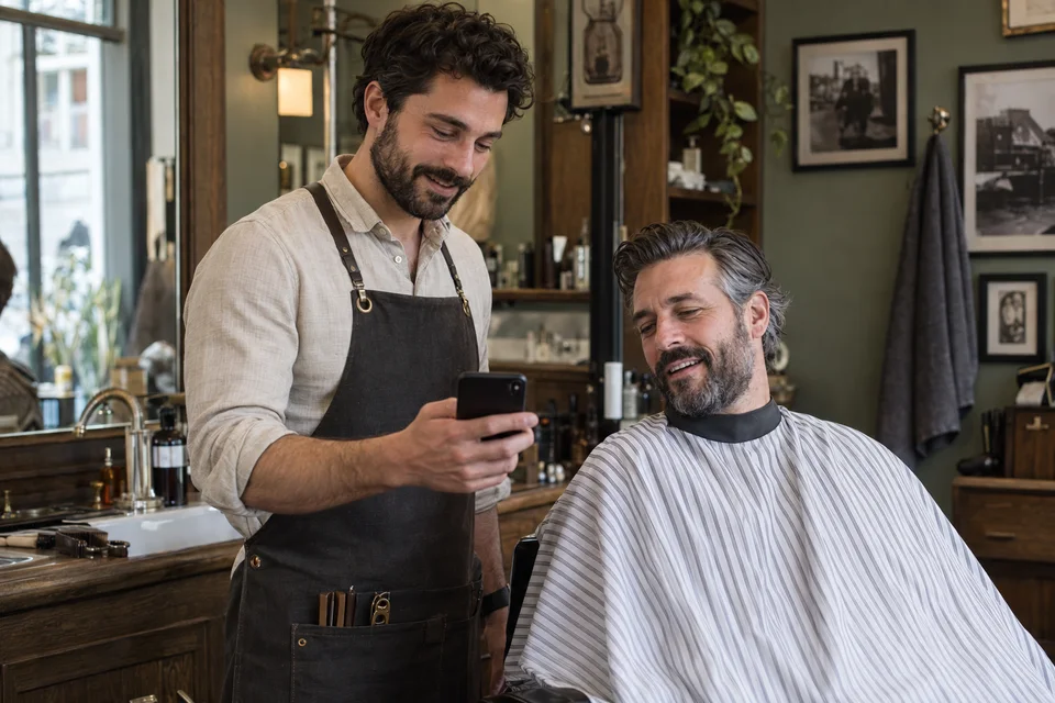Un barber discută cu clientul său despre următoarea vizită
