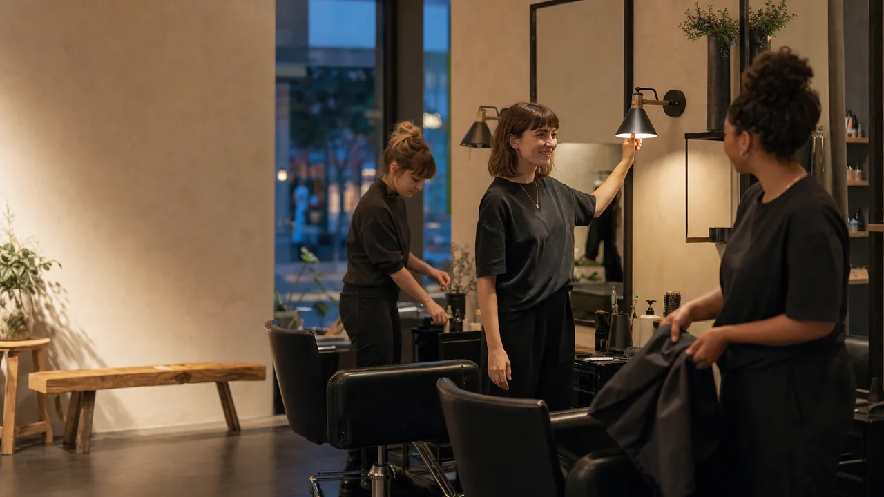 Salon premium în lumina caldă de seară