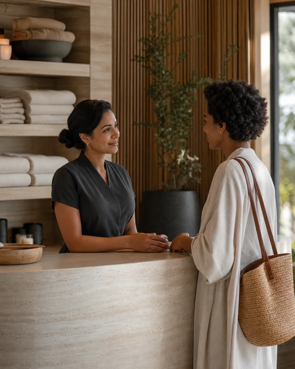 Recepție de spa cu o clientă